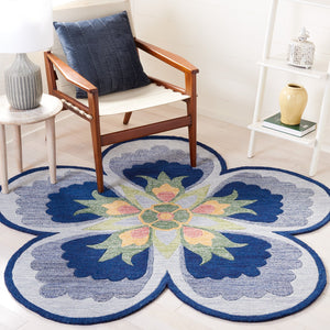 Safavieh Novelty Luxurious Wool And Cotton Rug - Stylish Blue Grey Design For Any Home Decor Style Blue ,Grey 80% Wool,20% Cotton With Cotton Backing Nov103m-3r
