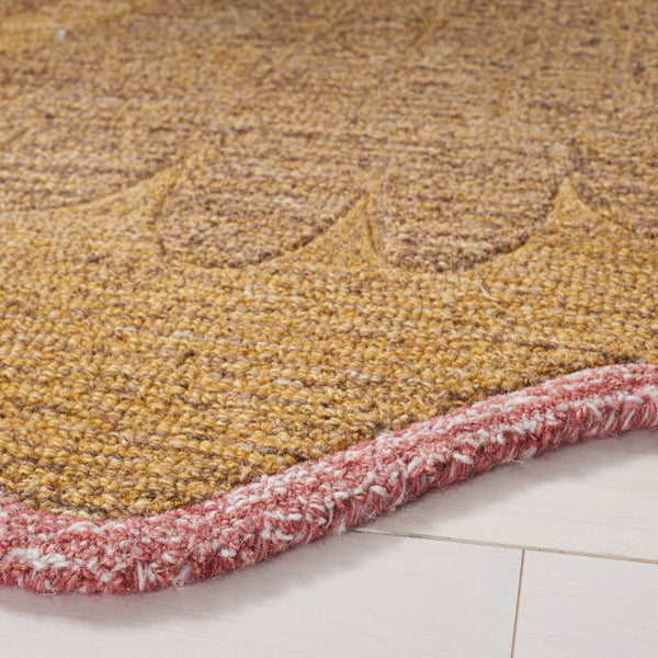 Safavieh Novelty Luxurious Floral Area Rug - Hand-tufted Wool & Cotton Blend For Elegant Home Décor Gold ,Pink 80% Wool,20% Cotton With Cotton Backing Nov104d-6r