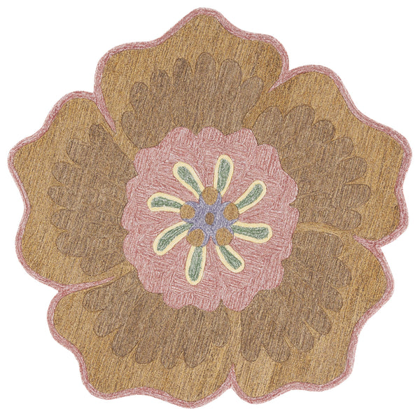 Safavieh Novelty Luxurious Floral Area Rug - Hand-tufted Wool & Cotton Blend For Elegant Home Décor Gold ,Pink 80% Wool,20% Cotton With Cotton Backing Nov104d-6r