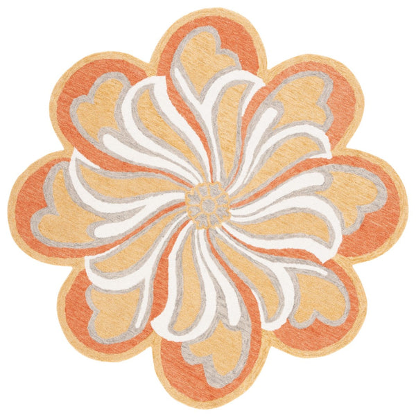 Safavieh Novelty  107 Hand Tufted Floral Rug Rust / Gold 5' x 5' Round