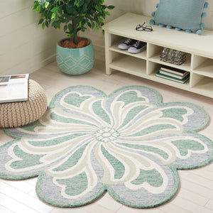 Safavieh Novelty  107 Hand Tufted Floral Rug Grey / Green 5' x 5' Round