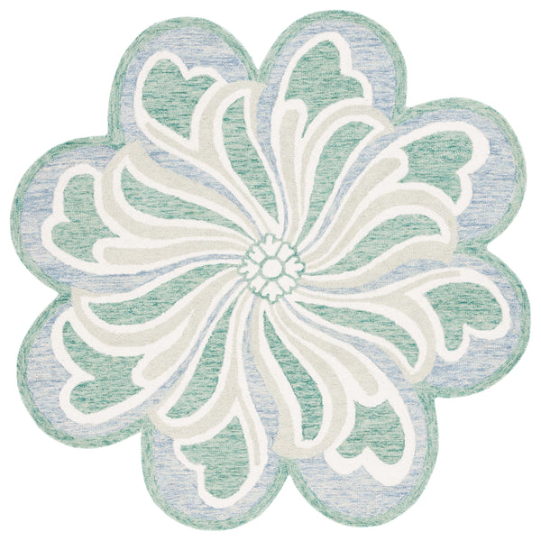 Safavieh Novelty  107 Hand Tufted Floral Rug Grey / Green 5' x 5' Round