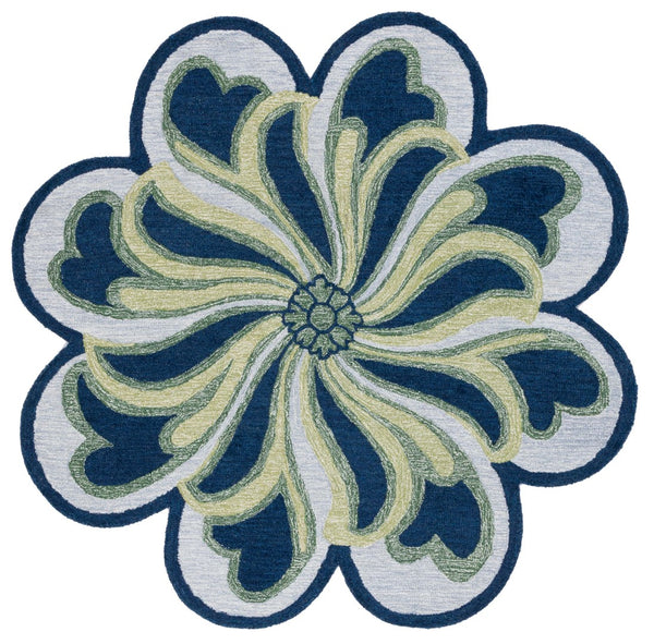 Safavieh Novelty  107 Hand Tufted Floral Rug Navy / Green 5' x 5' Round