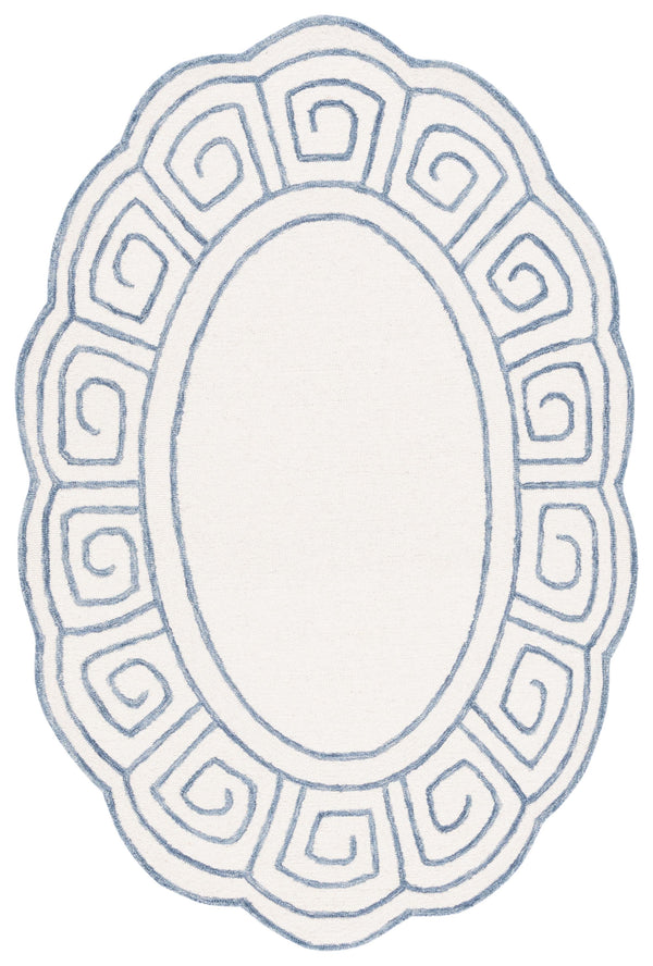 Safavieh Novelty 109 Hand Tufted Transitional Rug Ivory / Blue 4'-6" x 6'-6" Oval