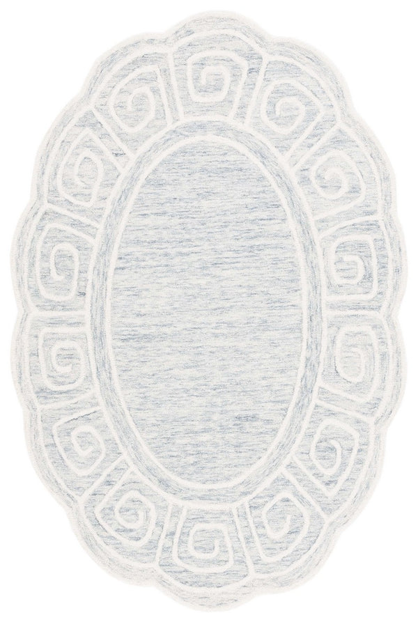 Safavieh Novelty 109 Hand Tufted Transitional Rug Light Grey / Ivory 6' x 9' Oval