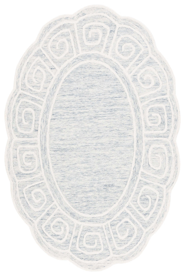 Safavieh Novelty 109 Hand Tufted Transitional Rug Light Grey / Ivory 4'-6" x 6'-6" Oval