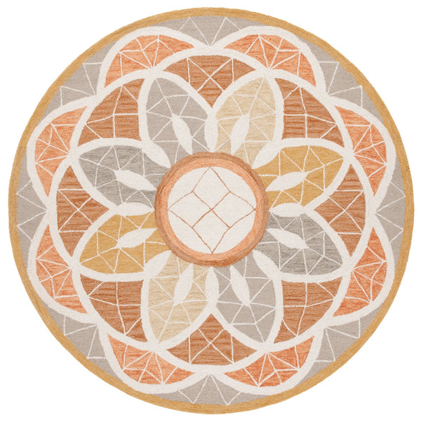 Safavieh Novelty Handcrafted Area Rug - Luxurious Grey And Gold Floral Design For Elegant Home Decor Grey ,Gold 80% Wool 20% Cotton Nov110d-5r