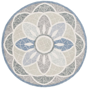 Safavieh Novelty Handcrafted Area Rug - Luxurious Grey And Gold Floral Design For Elegant Home Decor Grey ,Blue 80% Wool 20% Cotton Nov110f-5r