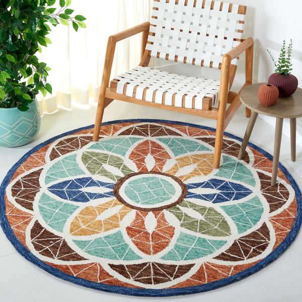 Safavieh Novelty Handcrafted Area Rug - Luxurious Grey And Gold Floral Design For Elegant Home Decor Blue ,Orange 80% Wool 20% Cotton Nov110m-5r