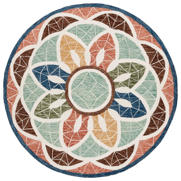 Safavieh Novelty Handcrafted Area Rug - Luxurious Grey And Gold Floral Design For Elegant Home Decor Blue ,Orange 80% Wool 20% Cotton Nov110m-5r