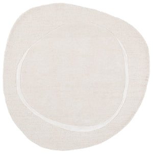 Safavieh Novelty Hand-tufted Area Rug: Luxurious 6x6 Feet Wool Blend With Geometric Design For Elegant Homes Ivory 95% Wool 5% Viscose Nov156a-77s