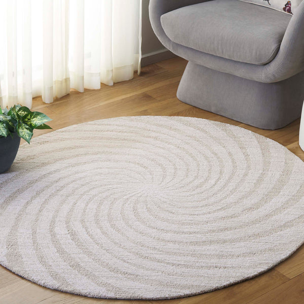 Safavieh Novelty Round Area Rug - Luxurious Wool-cotton Blend With Timeless Elegance And Minimalist Design Beige ,Ivory 80% Wool,20% Cotton Nov201b-4r