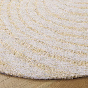 Safavieh Novelty Round Area Rug - Luxurious Wool-cotton Blend With Timeless Elegance And Minimalist Design Light Gold ,Ivory 80% Wool,20% Cotton Nov201d-4r