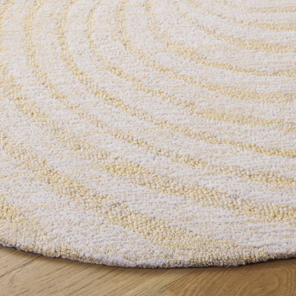 Safavieh Novelty Round Area Rug - Luxurious Wool-cotton Blend With Timeless Elegance And Minimalist Design Light Gold ,Ivory 80% Wool,20% Cotton Nov201d-4r