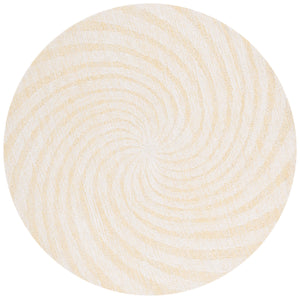 Safavieh Novelty Round Area Rug - Luxurious Wool-cotton Blend With Timeless Elegance And Minimalist Design Light Gold ,Ivory 80% Wool,20% Cotton Nov201d-4r
