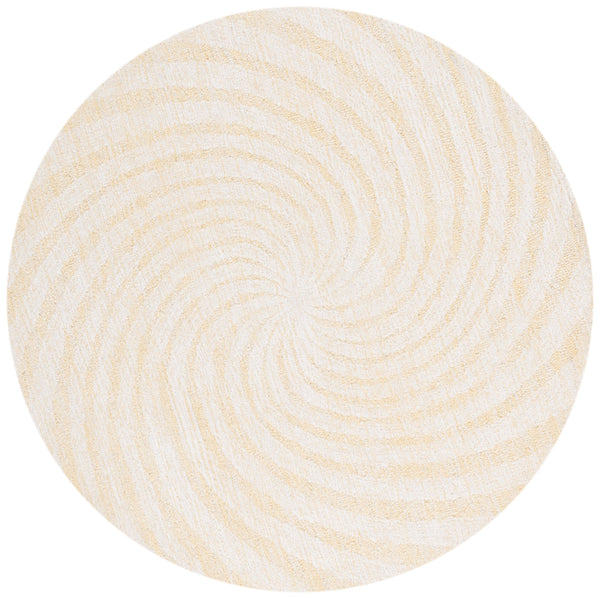 Safavieh Novelty Round Area Rug - Luxurious Wool-cotton Blend With Timeless Elegance And Minimalist Design Light Gold ,Ivory 80% Wool,20% Cotton Nov201d-4r