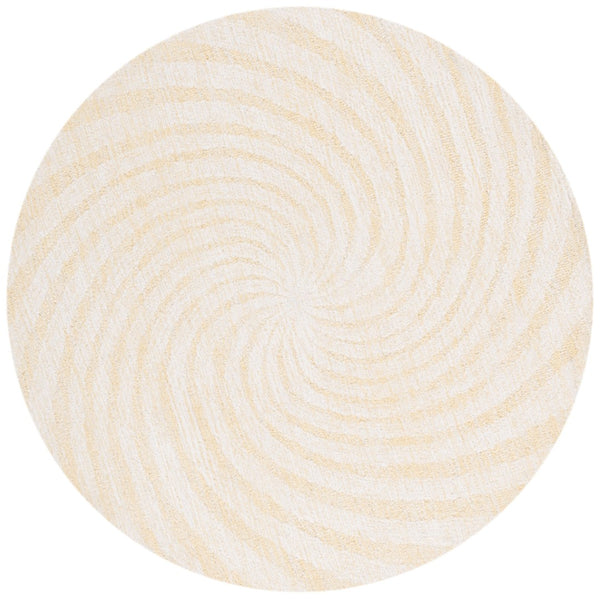 Safavieh Novelty Luxurious Round Area Rug - Durable, Plush, Handcrafted Design For Stylish Home Interiors Light Gold ,Ivory 80% Wool,20% Cotton Nov201d-5r