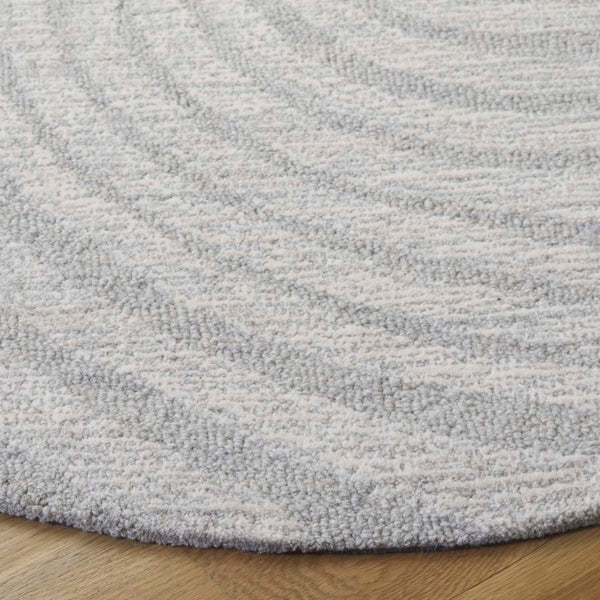 Safavieh Novelty Round Area Rug - Luxurious Wool-cotton Blend With Timeless Elegance And Minimalist Design Grey ,Ivory 80% Wool,20% Cotton Nov201f-4r