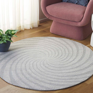 Safavieh Novelty Round Area Rug - Luxurious Wool-cotton Blend With Timeless Elegance And Minimalist Design Grey ,Ivory 80% Wool,20% Cotton Nov201f-4r
