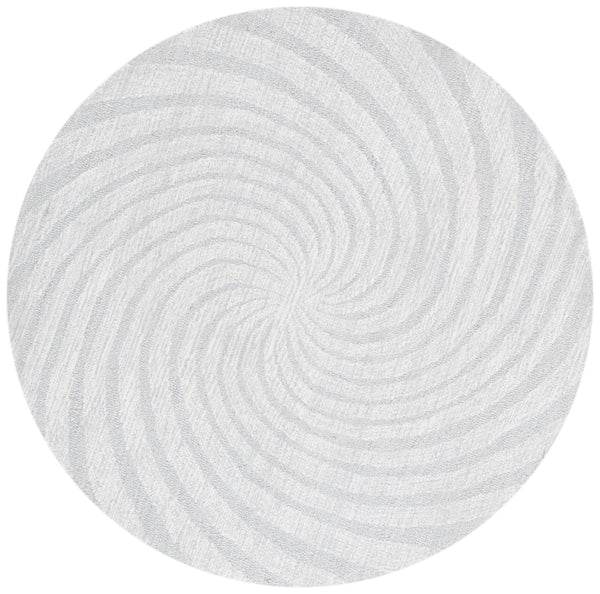Safavieh Novelty Round Area Rug - Luxurious Wool-cotton Blend With Timeless Elegance And Minimalist Design Grey ,Ivory 80% Wool,20% Cotton Nov201f-4r