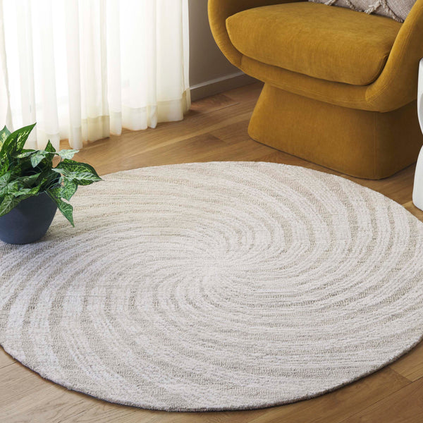 Safavieh Novelty Round Area Rug - Luxurious Wool-cotton Blend With Timeless Elegance And Minimalist Design Grey ,Beige 80% Wool,20% Cotton Nov201g-4r