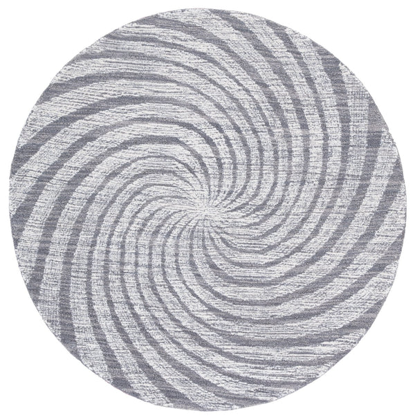 Safavieh Novelty Round Area Rug - Luxurious Wool-cotton Blend With Timeless Elegance And Minimalist Design Charcoal ,Grey 80% Wool,20% Cotton Nov201h-4r