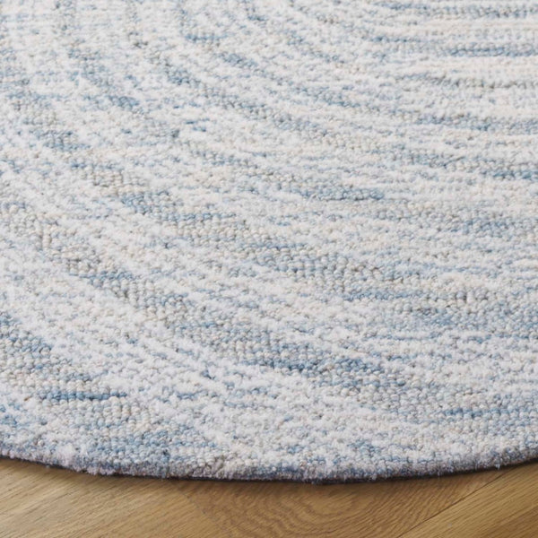 Safavieh Novelty Luxurious Round Area Rug - Durable, Plush, Handcrafted Design For Stylish Home Interiors Blue ,Grey 80% Wool,20% Cotton Nov201m-3r