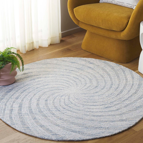 Safavieh Novelty Luxurious Round Area Rug - Durable, Plush, Handcrafted Design For Stylish Home Interiors Blue ,Grey 80% Wool,20% Cotton Nov201m-3r