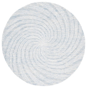 Safavieh Novelty Luxurious Round Area Rug - Durable, Plush, Handcrafted Design For Stylish Home Interiors Blue ,Grey 80% Wool,20% Cotton Nov201m-3r