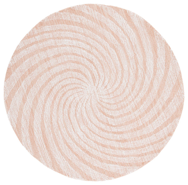 Safavieh Novelty Round Area Rug - Luxurious Wool-cotton Blend With Timeless Elegance And Minimalist Design Light Rust ,Ivory 80% Wool,20% Cotton Nov201p-4r