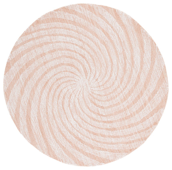 Safavieh Novelty Luxurious Round Area Rug - Durable, Plush, Handcrafted Design For Stylish Home Interiors Light Rust ,Ivory 80% Wool,20% Cotton Nov201p-5r