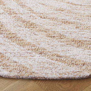 Safavieh Novelty Round Area Rug - Luxurious Wool-cotton Blend With Timeless Elegance And Minimalist Design Light Brown ,Ivory 80% Wool,20% Cotton Nov201t-4r