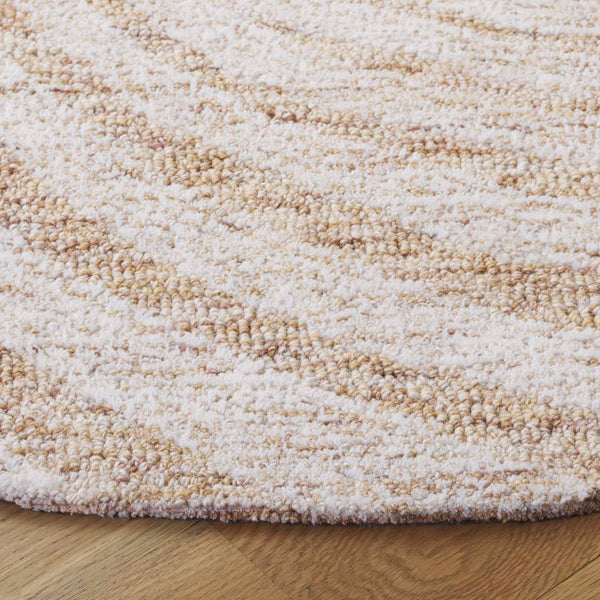 Safavieh Novelty Round Area Rug - Luxurious Wool-cotton Blend With Timeless Elegance And Minimalist Design Light Brown ,Ivory 80% Wool,20% Cotton Nov201t-4r