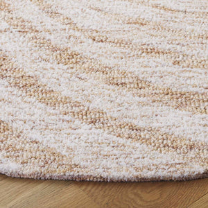 Safavieh Novelty Luxurious Round Area Rug - Durable, Plush, Handcrafted Design For Stylish Home Interiors Light Brown ,Ivory 80% Wool,20% Cotton Nov201t-6r