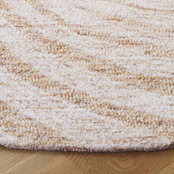 Safavieh Novelty Luxurious Round Area Rug - Durable, Plush, Handcrafted Design For Stylish Home Interiors Light Brown ,Ivory 80% Wool,20% Cotton Nov201t-6r