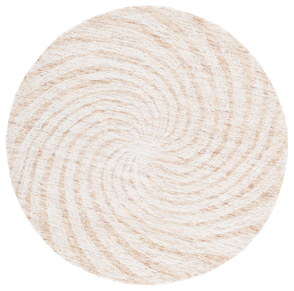 Safavieh Novelty Round Area Rug - Luxurious Wool-cotton Blend With Timeless Elegance And Minimalist Design Light Brown ,Ivory 80% Wool,20% Cotton Nov201t-4r