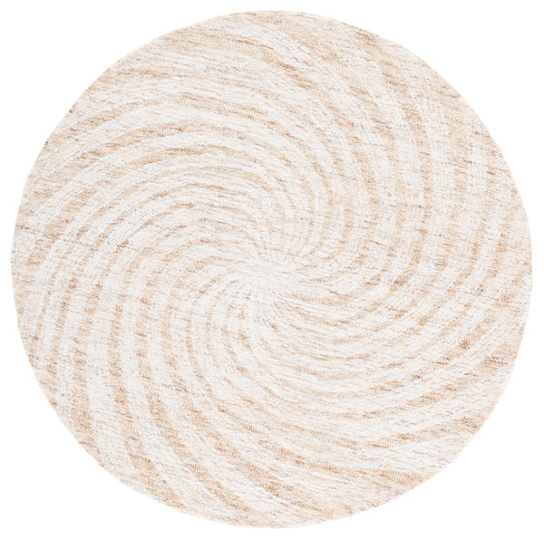 Safavieh Novelty Luxurious Round Area Rug - Durable, Plush, Handcrafted Design For Stylish Home Interiors Light Brown ,Ivory 80% Wool,20% Cotton Nov201t-6r
