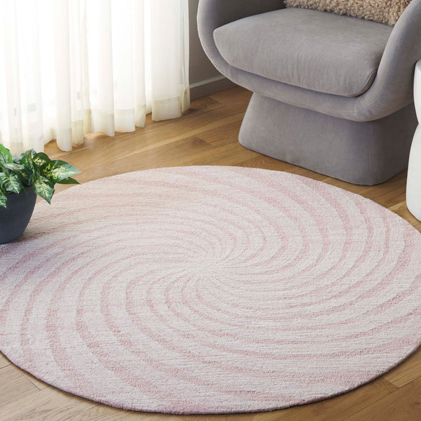 Safavieh Novelty Round Area Rug - Luxurious Wool-cotton Blend With Timeless Elegance And Minimalist Design Light Pink ,Ivory 80% Wool,20% Cotton Nov201u-4r