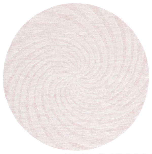 Safavieh Novelty Luxurious Round Area Rug - Durable, Plush, Handcrafted Design For Stylish Home Interiors Light Pink ,Ivory 80% Wool,20% Cotton Nov201u-6r