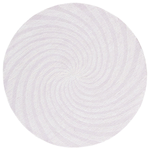 Safavieh Novelty Round Area Rug - Luxurious Wool-cotton Blend With Timeless Elegance And Minimalist Design Light Lavender ,Ivory 80% Wool,20% Cotton Nov201v-4r