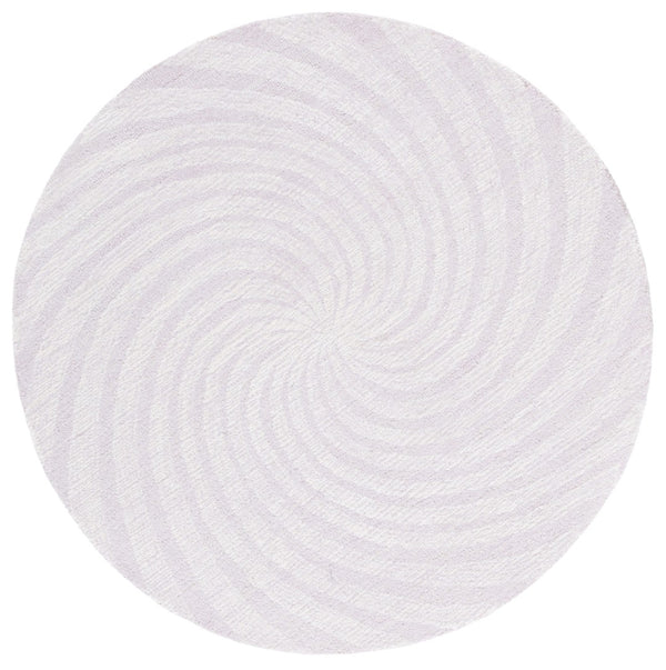 Safavieh Novelty Luxurious Round Area Rug - Durable, Plush, Handcrafted Design For Stylish Home Interiors Light Lavender ,Ivory 80% Wool,20% Cotton Nov201v-6r