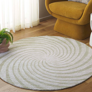 Safavieh Novelty Round Area Rug - Luxurious Wool-cotton Blend With Timeless Elegance And Minimalist Design Sage ,Ivory 80% Wool,20% Cotton Nov201w-4r
