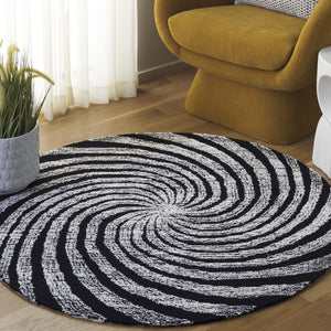 Safavieh Novelty Round Area Rug - Luxurious Wool-cotton Blend With Timeless Elegance And Minimalist Design Black ,Ivory 80% Wool,20% Cotton Nov201z-4r