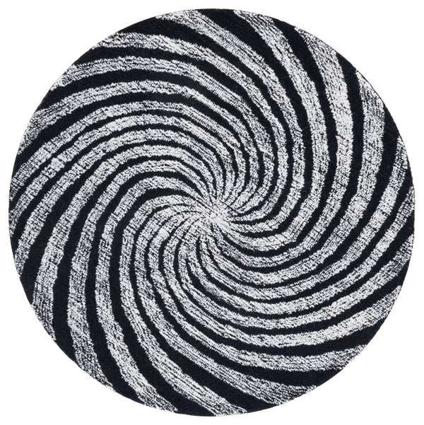 Safavieh Novelty Round Area Rug - Luxurious Wool-cotton Blend With Timeless Elegance And Minimalist Design Black ,Ivory 80% Wool,20% Cotton Nov201z-4r