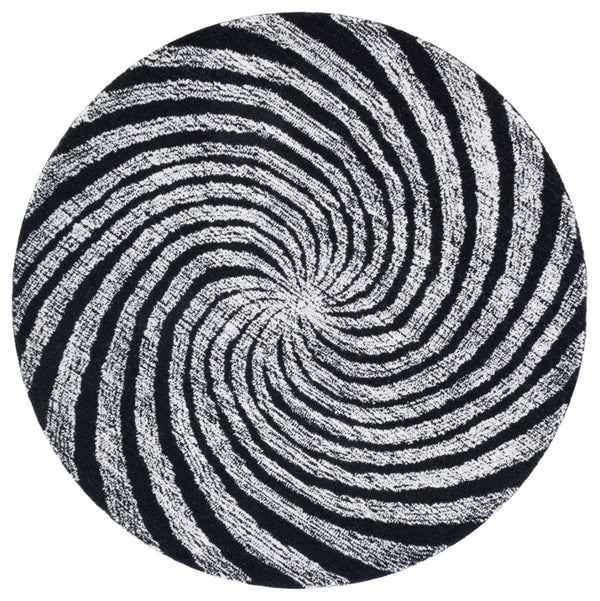 Safavieh Novelty Luxurious Round Area Rug - Durable, Plush, Handcrafted Design For Stylish Home Interiors Black ,Ivory 80% Wool,20% Cotton Nov201z-3r
