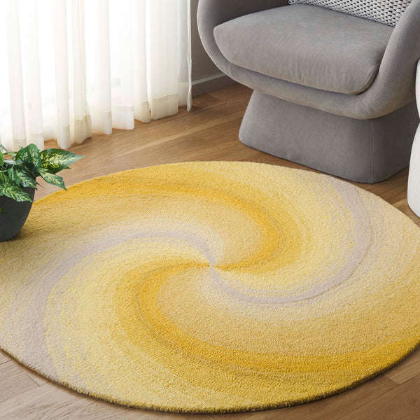 Safavieh Novelty Round Area Rug - Handcrafted Soft Wool Blend In Stunning Tufted Design For Cozy Interiors Gold ,Grey 80% Wool,20% Cotton Nov202d-4r