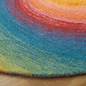 Safavieh Novelty Round Area Rug - Handcrafted Soft Wool Blend In Stunning Tufted Design For Cozy Interiors Blue ,Gold 80% Wool,20% Cotton Nov202m-4r