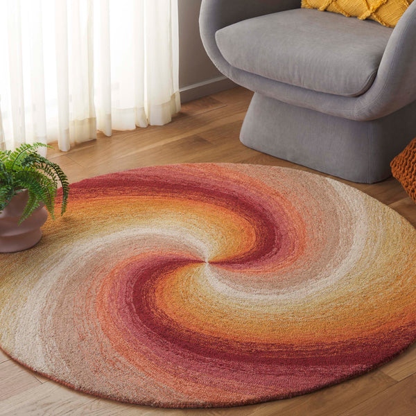 Safavieh Novelty Round Area Rug - Handcrafted Soft Wool Blend In Stunning Tufted Design For Cozy Interiors Red ,Pink 80% Wool,20% Cotton Nov202q-4r