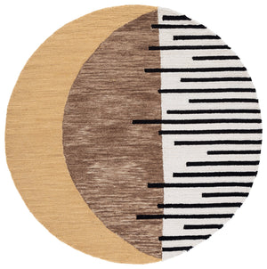 Safavieh Novelty Round Area Rug - Contemporary Geometric Design, Hand-tufted Wool And Cotton, Elegant Décor Brown ,Beige 80% Wool & 20% Cotton Nov350t-5r