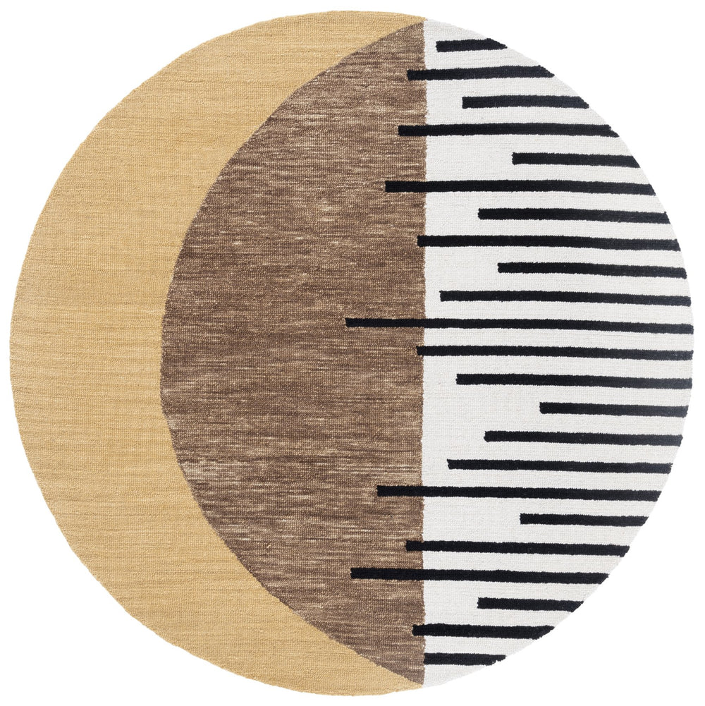 Safavieh Novelty 6' X 6' Hand-tufted Round Area Rug In Rich Brown & Beige - Plush, Durable Elegance For Your Home Brown ,Beige 80% Wool & 20% Cotton Nov350t-6r